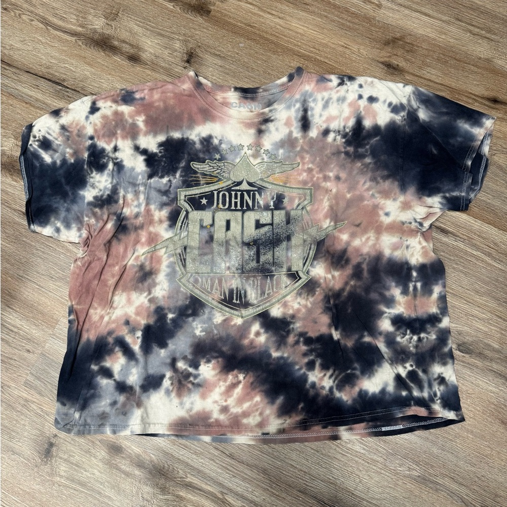 John Cash Man In Black Tie-Dye Graphic Tee - Black and Brown
